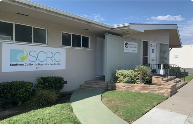 Exterior of SCRC Ventura fertility clinic with clinic sign visible